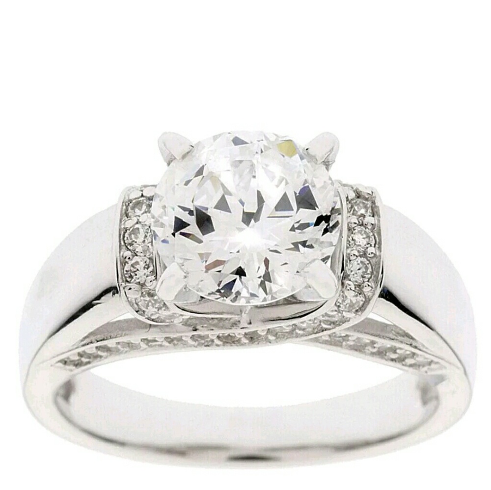 DIAMONIQUE 100-FACET 2.35 CTTW FANC GALLERY RING - Picture 2 of 7